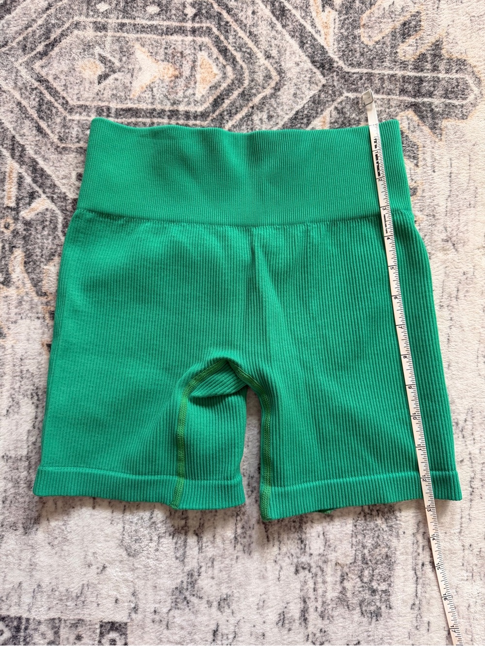 Women’s Ribbed Green Bike Shorts